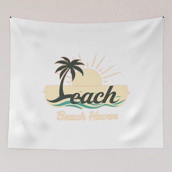 Item preview, Beach Haven Logo: Tropical Sunset with Palm Tree and Waves designed and sold by Cloud-Riders.