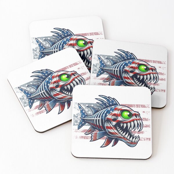 Item preview, Patriotic Predator - American Flag Skeleton Fish designed and sold by WayoftheWater.