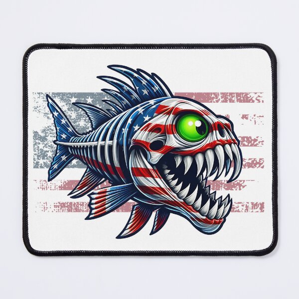 Item preview, Patriotic Predator - American Flag Skeleton Fish designed and sold by WayoftheWater.