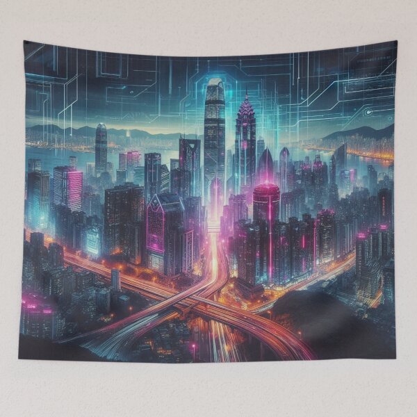 Item preview, Neon-soaked Metropolis: The future in cyberpunk style designed and sold by FotoworldEdel.