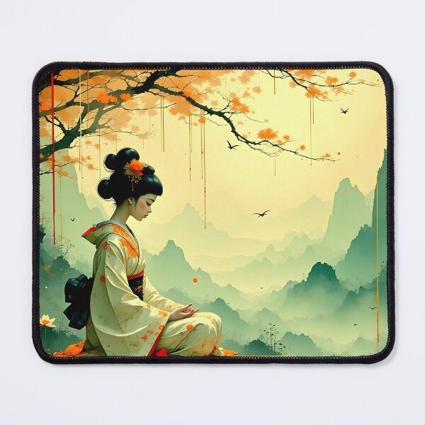 Item preview, Beautiful Japanese geisha reading in the garden  designed and sold by Coolparrotgirl.