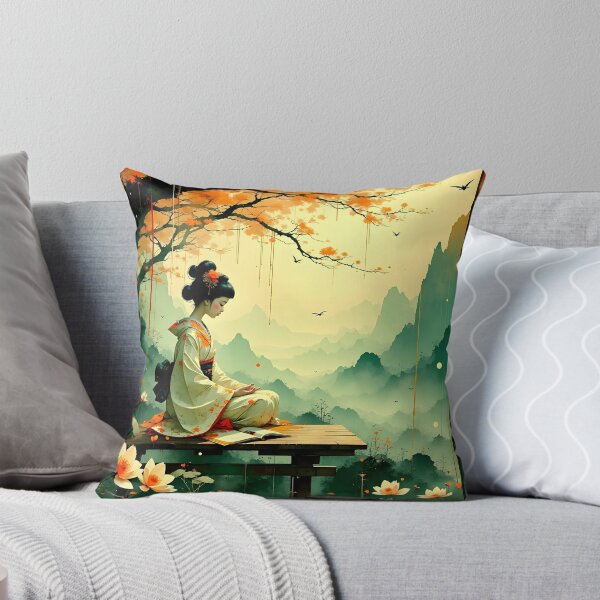 Item preview, Beautiful Japanese geisha reading in the garden  designed and sold by Coolparrotgirl.