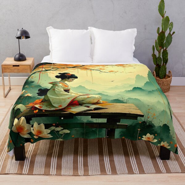 Item preview, Beautiful Japanese geisha reading in the garden designed and sold by Coolparrotgirl.