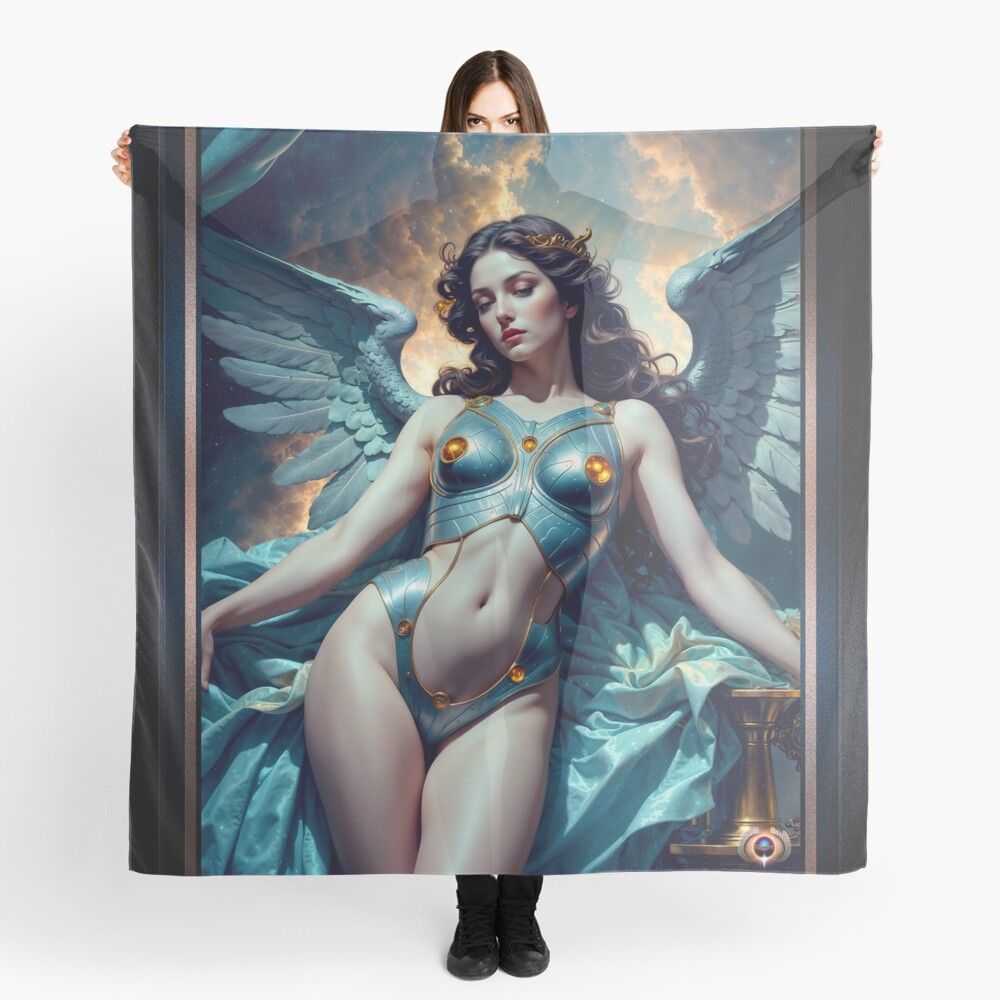 The Angelic Warrior Seraphina Aurelia In Radiant Armor Against Heavenly Skies AI Concept Art by Xzendor7 | A Celestial Beauty 4 The Angelic Warrior Seraphina Aurelia In Radiant Armor Against Heavenly Skies Captivating AI Concept Art by Xzendor7 Decorative Art Print Ladies Scarf