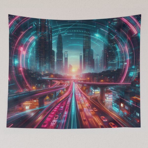 Item preview, Neon-soaked Metropolis: The future in cyberpunk style designed and sold by FotoworldEdel.