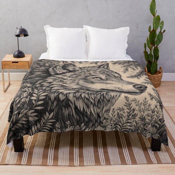 Item preview, A design of a lone wolf relaxing in the forest. designed and sold by HEMRO.