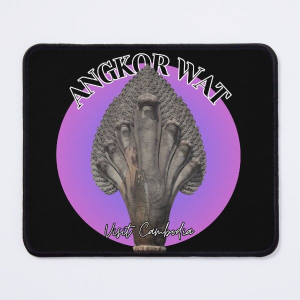 Item preview, The great seven-headed-Naga of Angkor Wat with purple background. designed and sold by Linklandiya.