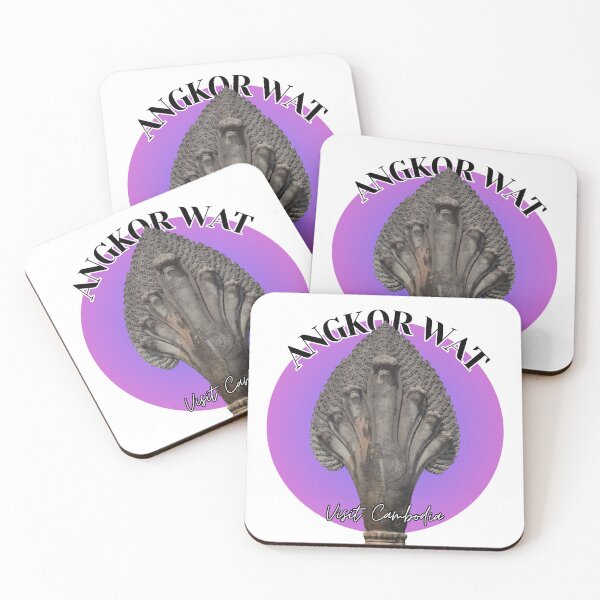 Item preview, The great seven-headed-Naga of Angkor Wat with purple background. designed and sold by Linklandiya.