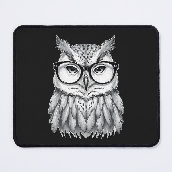 Item preview, Wise Owl with Glasses – Stylish Black and White Owl Illustration designed and sold by UniversalFlair.