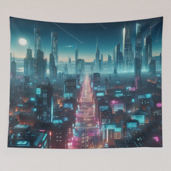 Item preview, Neon-soaked Metropolis: The future in cyberpunk style designed and sold by FotoworldEdel.