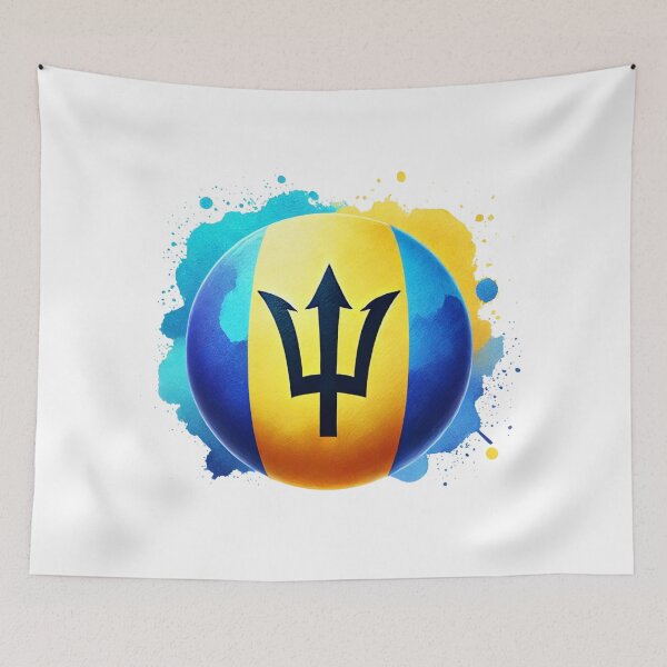 Item preview, Barbados Circle Flag Watercolour Style designed and sold by FlagWardrobe.