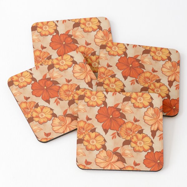 Item preview, Floral Pattern - RETRO - Orange Shades 3 designed and sold by AlinaSCorner.