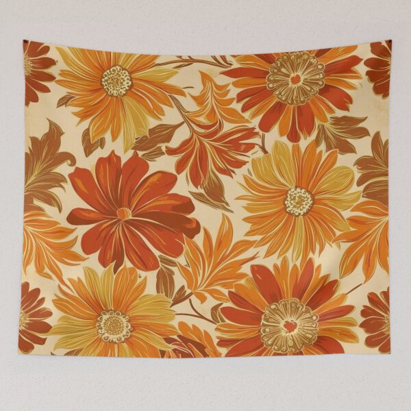Item preview, Floral Pattern - RETRO - Orange Shades 5 designed and sold by AlinaSCorner.