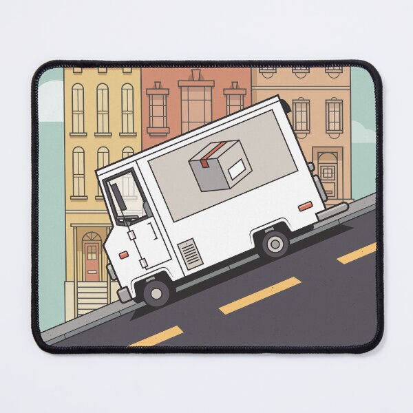 Item preview, Cartoon Delivery Truck on Steep Street (No A.I.) designed and sold by Bastiano's Nerdiverse.