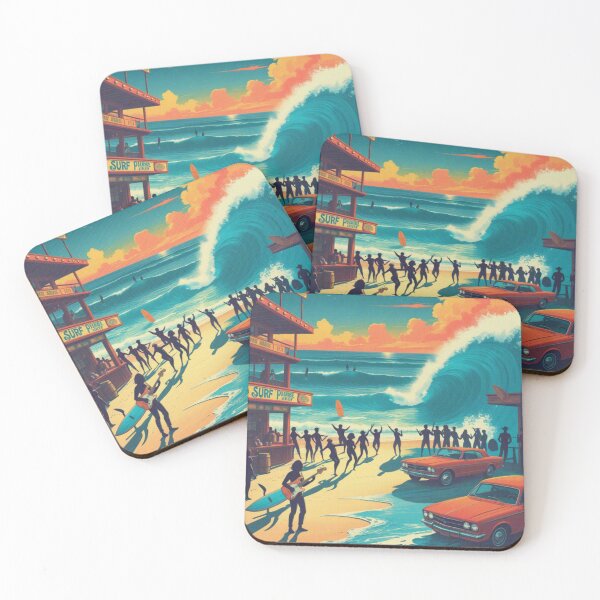 Item preview, Bonfire Beach Party Drums - Vibrant Cartoon Surf Art designed and sold by Rockuanna.
