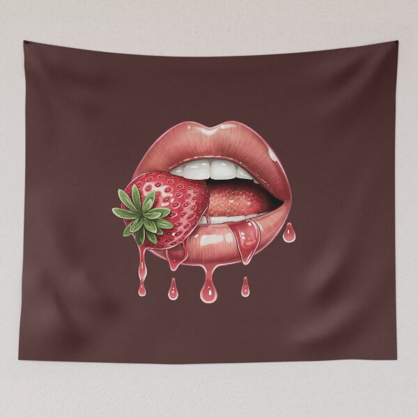 Item preview, Red Lips With Strawberry designed and sold by jkrphoto.
