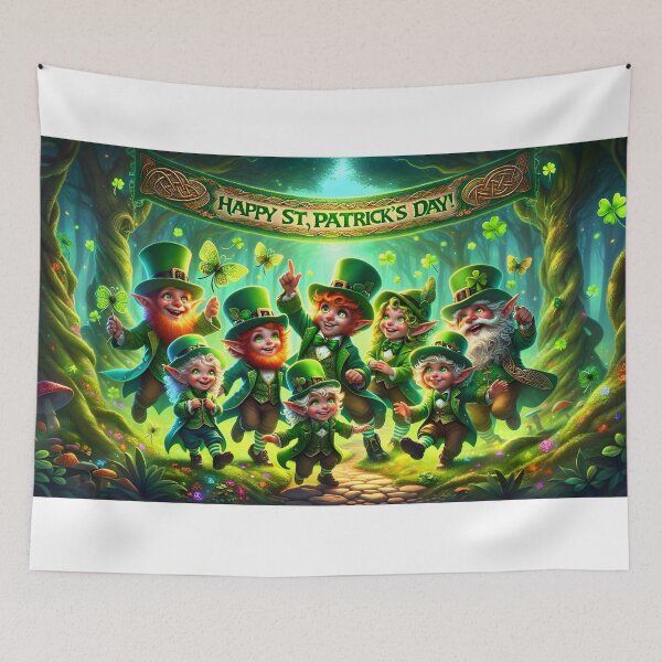 Item preview, Happy St. Patrick's Day Banner & Leprechauns designed and sold by ACuriousshoppe.