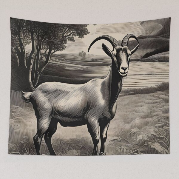 Item preview, Illustration Goat Grazing In The Meadow Sepia Colors designed and sold by Ciervo Primavera.