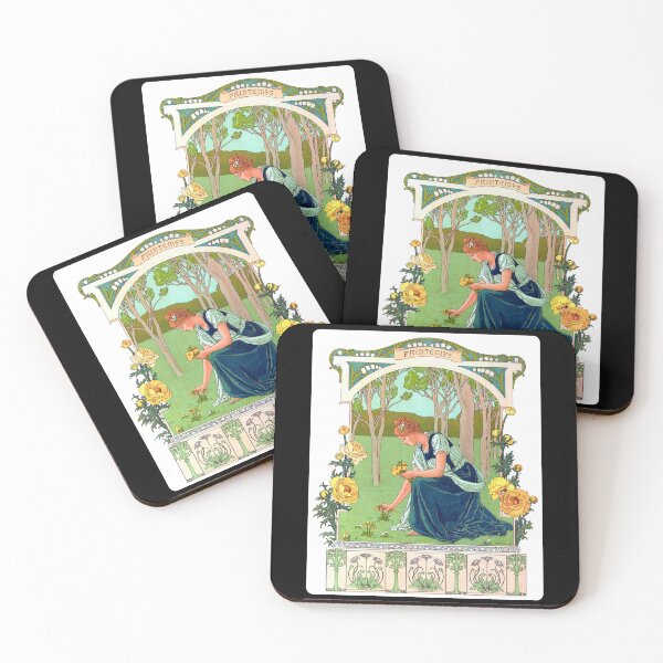 Item preview, The Seasons Spring Ornamental Portrait 1901 Elisabeth Sonrel designed and sold by RocketshipRetro.