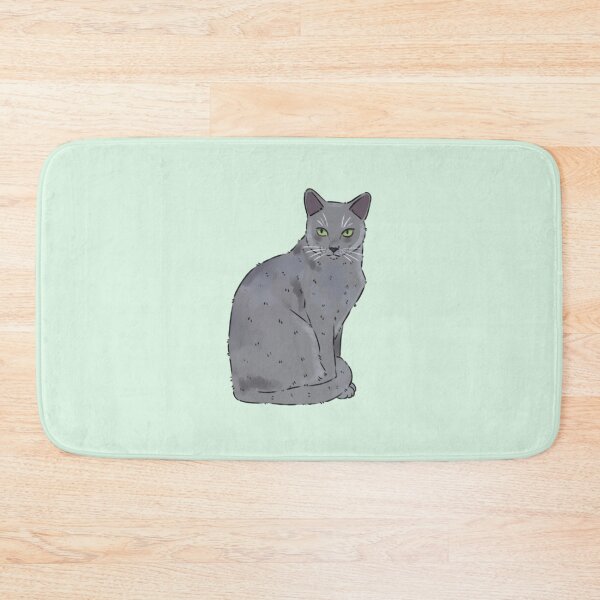 Item preview, Elegant Sitting Russian Blue Cat – Cute Cat Illustration designed and sold by YaraCuteArt.