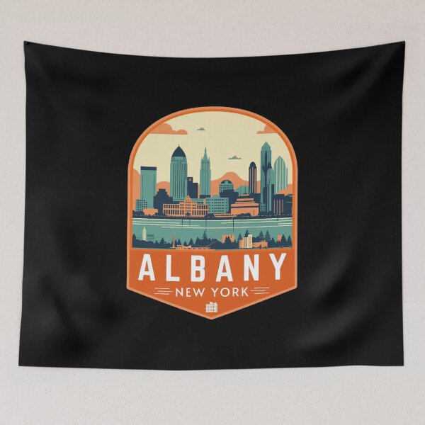 Item preview, Albany in New York, USA Retro Travel Art Landscape designed and sold by MaateoDesign.