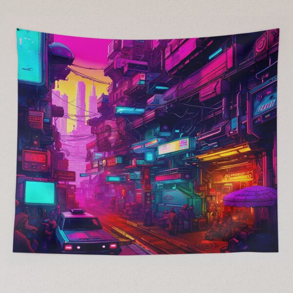 Item preview, Cyberpunk Inner City Street designed and sold by Ink Art Design.