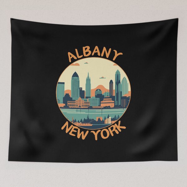 Item preview, Albany in New York, USA Retro Travel Art Emblem designed and sold by MaateoDesign.