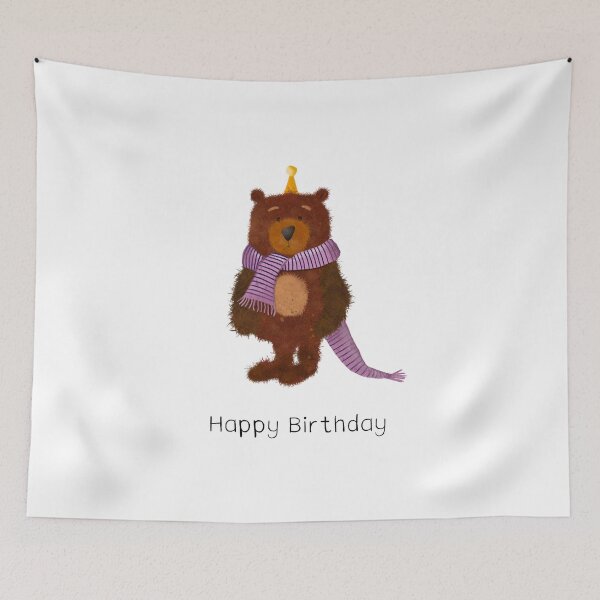Item preview, Cozy Birthday Bear – Cute Party Animal Illustration designed and sold by Sannevanrossum.