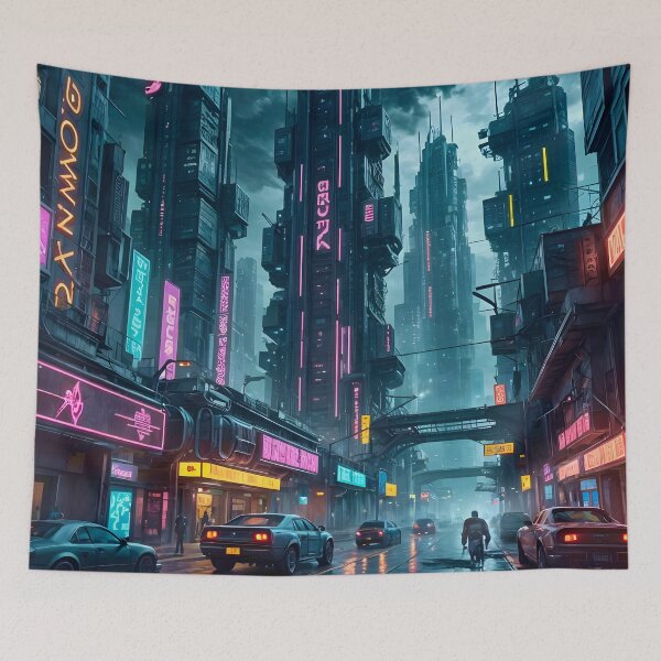 Item preview, Cyber City Life Enshrouded With Mega Towers designed and sold by Ink Art Design.