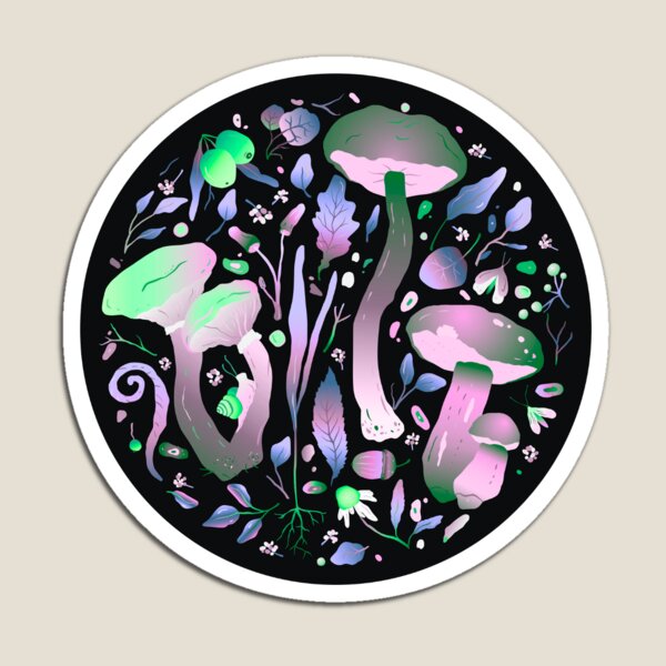 Item preview, Enchanted Forest Mushrooms: Neon Circle Sticker designed and sold by AppliedDesigns1.