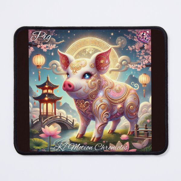 Aperçu de l'œuvre « Cochon céleste – KMotionChronicles Art du zodiaque chinois » créée et vendue par KMChronicles.