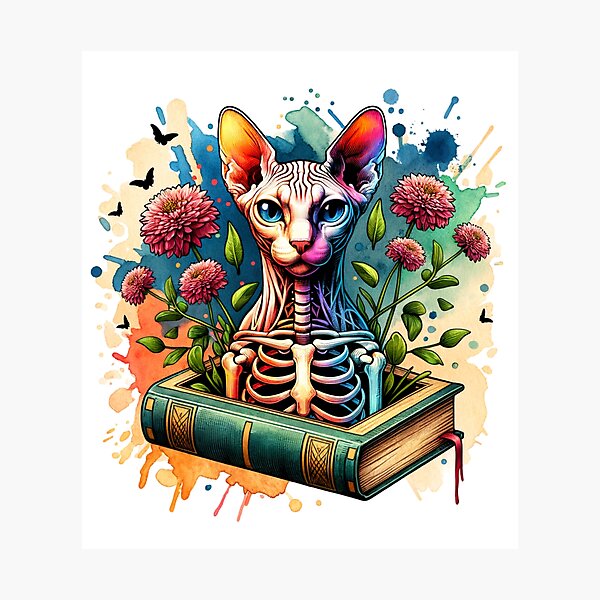 Artikel-Vorschau von Knochen Botanik Sphynx Katze Skelett Blumen Buch, designt und verkauft von Sphynx Cat Art.