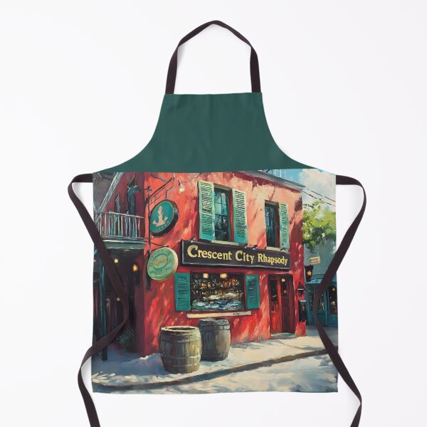 Item preview, New Orleans Charm - Red Building with Turquoise Shutters and Crescent City Rhapsody Bar, Abstract Digital AI Art designed and sold by OlfactoART Studio.