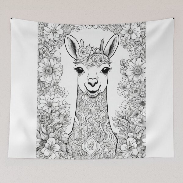 Item preview, cute flowery llama designed and sold by kreativeadern.