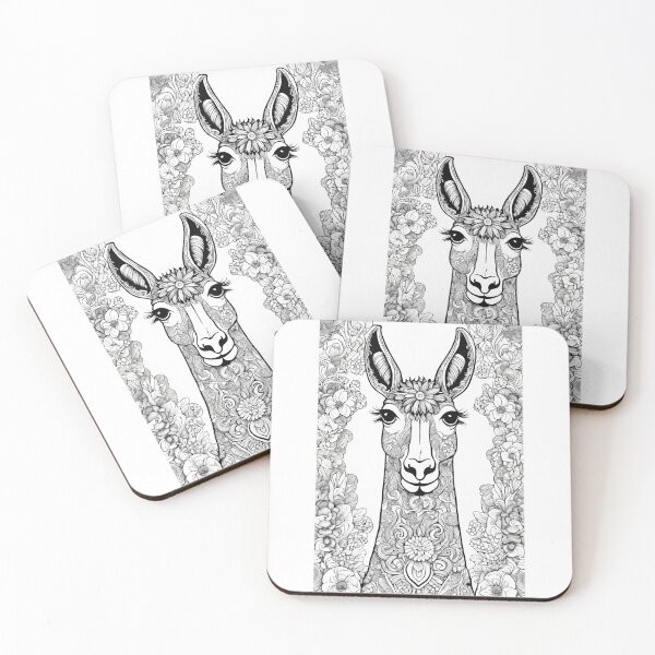 Item preview, cute llama with flowers designed and sold by kreativeadern.
