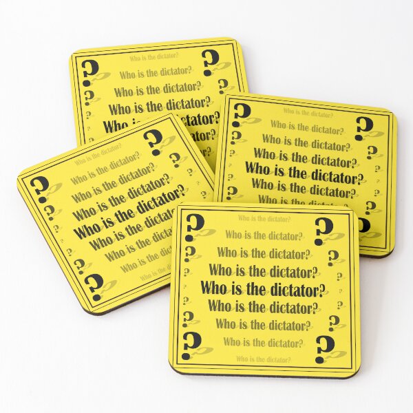 Item preview, Sign "Who is the dictator?" on a yellow background designed and sold by Cherevan.