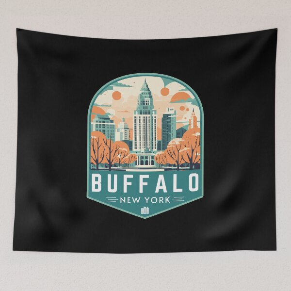 Item preview, Buffalo in New York, USA Retro Travel Art Emblem designed and sold by MaateoDesign.