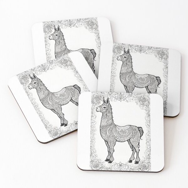 Item preview, cute llama with pattern frame designed and sold by kreativeadern.