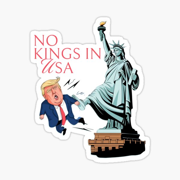Vista previa del artículo con la obra «NO HAY REYES EN EE.UU. - LA ESTATUA DE LA LIBERTAD PATEA AL FUMP», diseñado y vendido por justyna-s28.