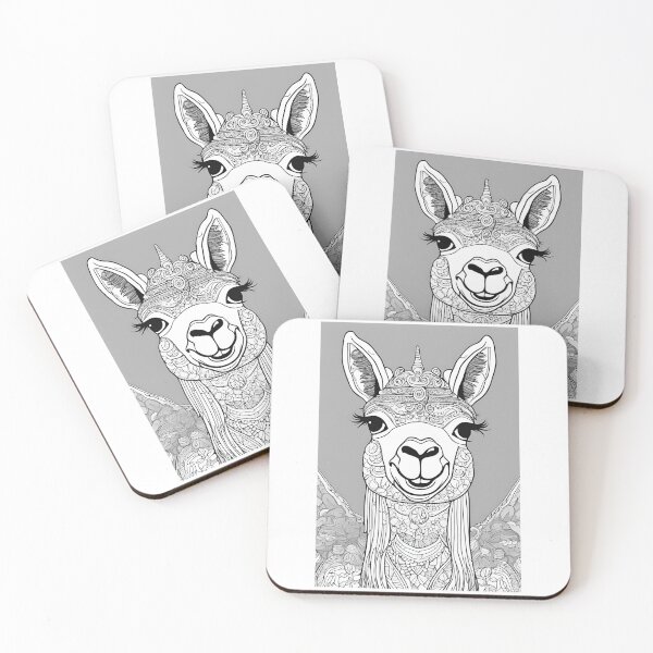 Item preview, dreamy funny llama with patterns designed and sold by kreativeadern.