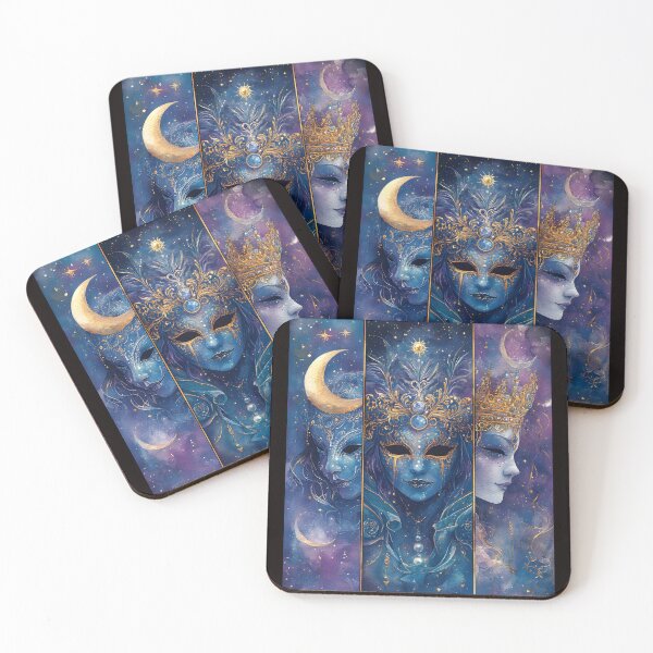 Item preview, Celestial Mardi Gras 2025 Fantasy Masks – Regal Watercolor Art Print designed and sold by AnnDesignStudio.