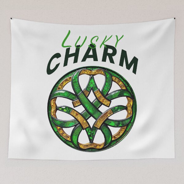 Item preview, Intricate green and gold design with Celtic knot patterns on a white background.  designed and sold by olenapetol.