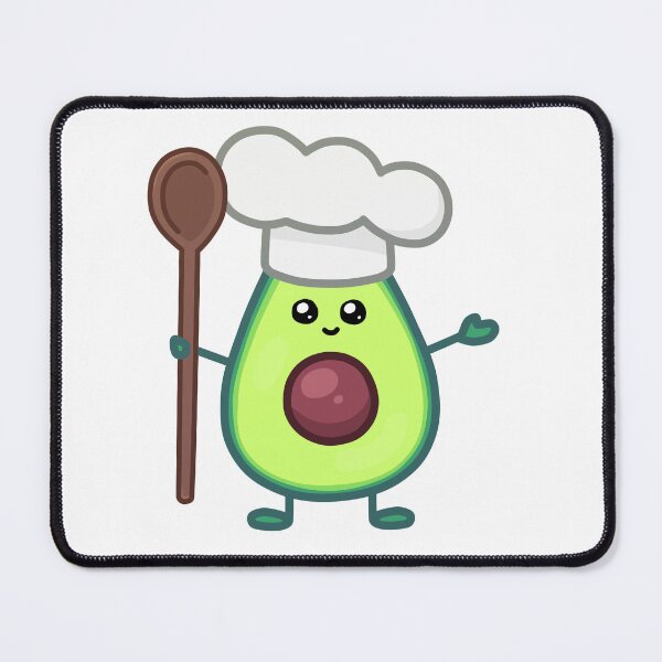 Item preview, Avocado kawaii chef illustration with wooden spoon designed and sold by ZerpaGiovanna.