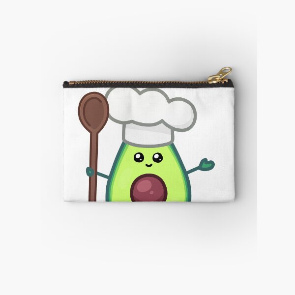 Item preview, Avocado kawaii chef illustration with wooden spoon designed and sold by ZerpaGiovanna.