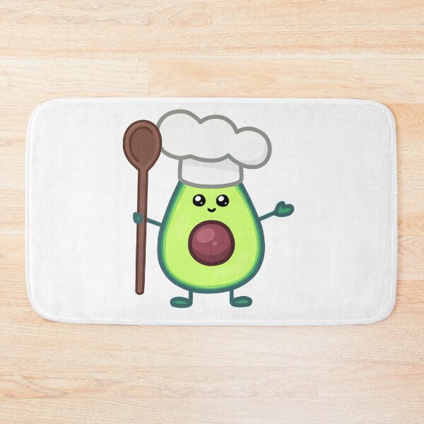 Item preview, Avocado kawaii chef illustration with wooden spoon designed and sold by ZerpaGiovanna.