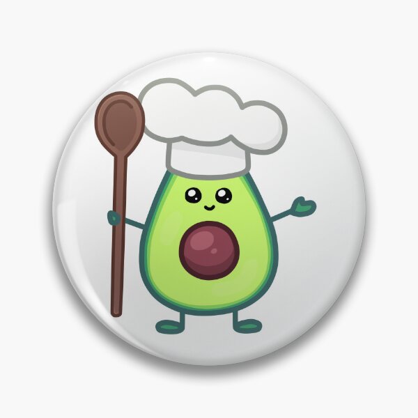 Item preview, Avocado kawaii chef illustration with wooden spoon designed and sold by ZerpaGiovanna.