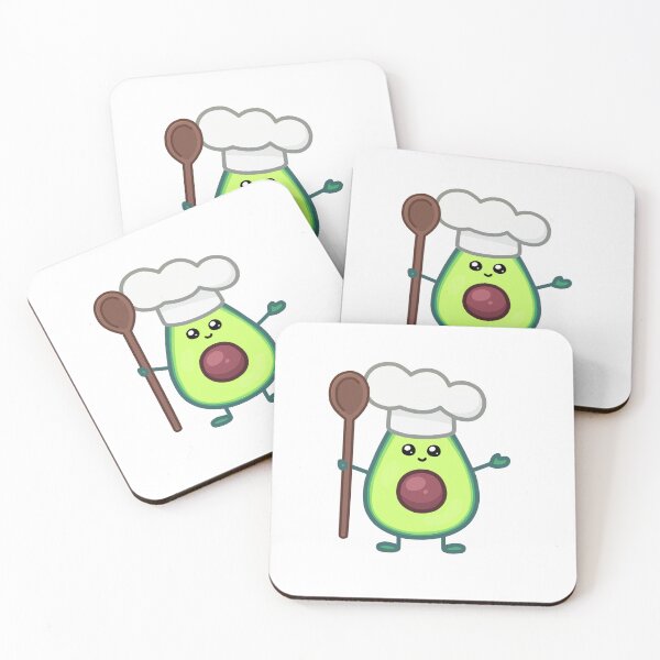 Item preview, Avocado kawaii chef illustration with wooden spoon designed and sold by ZerpaGiovanna.