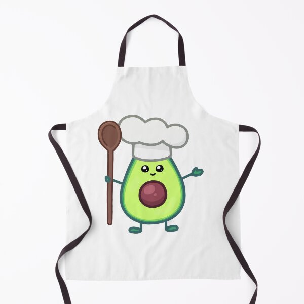 Item preview, Avocado kawaii chef illustration with wooden spoon designed and sold by ZerpaGiovanna.