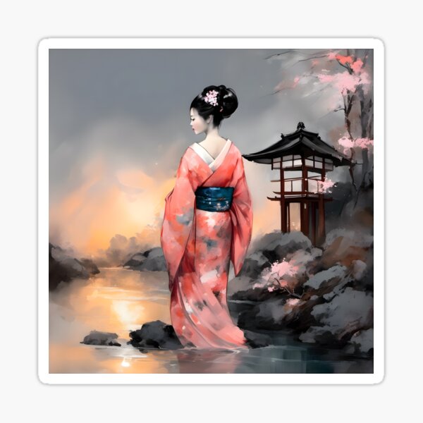 Item preview, Beautiful Japanese geisha waiting  designed and sold by Coolparrotgirl.