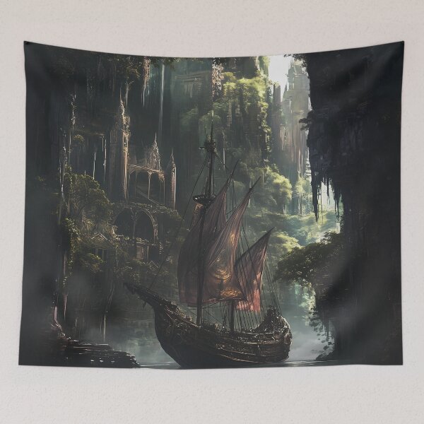Item preview, Gothic Voyage: The Elven Ship on the Mystic River designed and sold by Spiritveil.